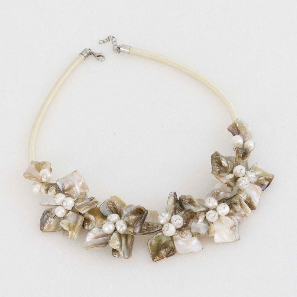Choker Necklace  with Natural Heishi Pearls